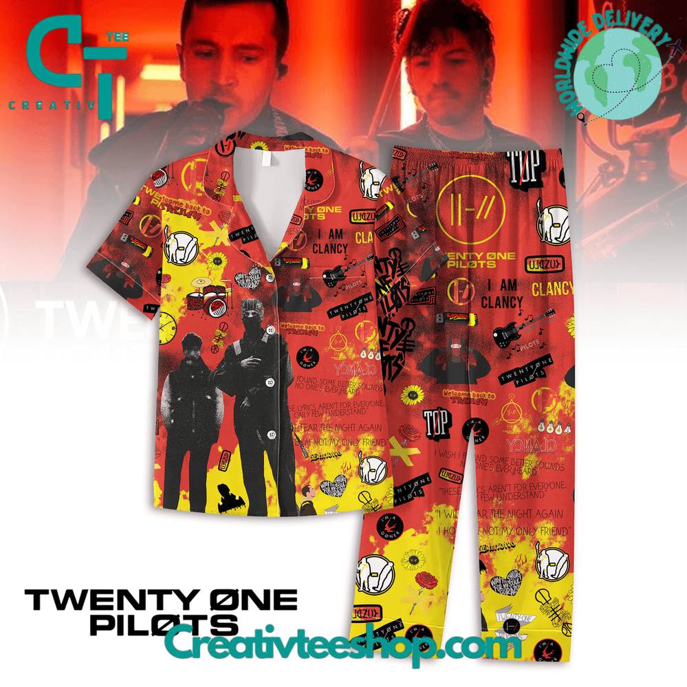 Twenty One Pilots Button Down Pajamas Set