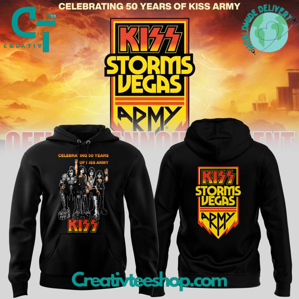 KISS Band Storm Vegas Celebrating 50 Years Of Kiss Army Special Hoodie