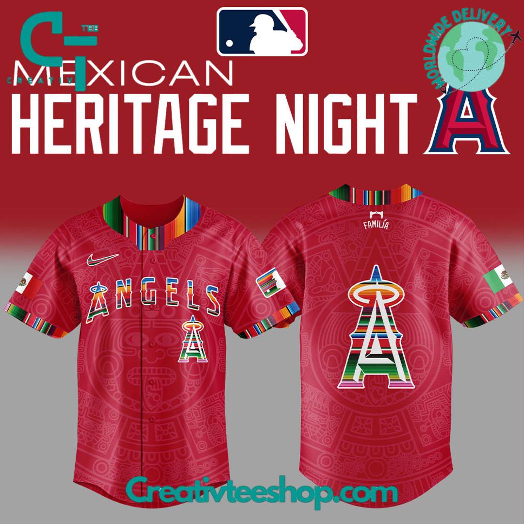 Los Angeles Angels Mexican Heritage Night Special Red Baseball Jersey