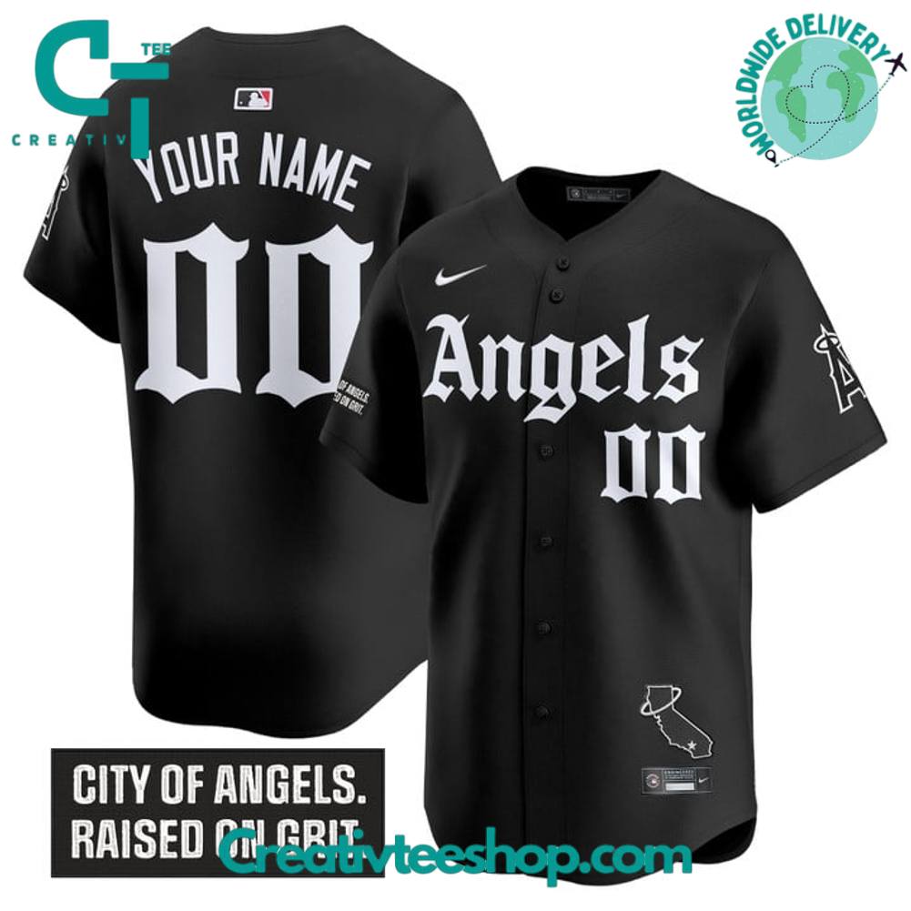 Los Angeles Angels ‘Gothic Halo Edition’ Personalized Baseball Jersey