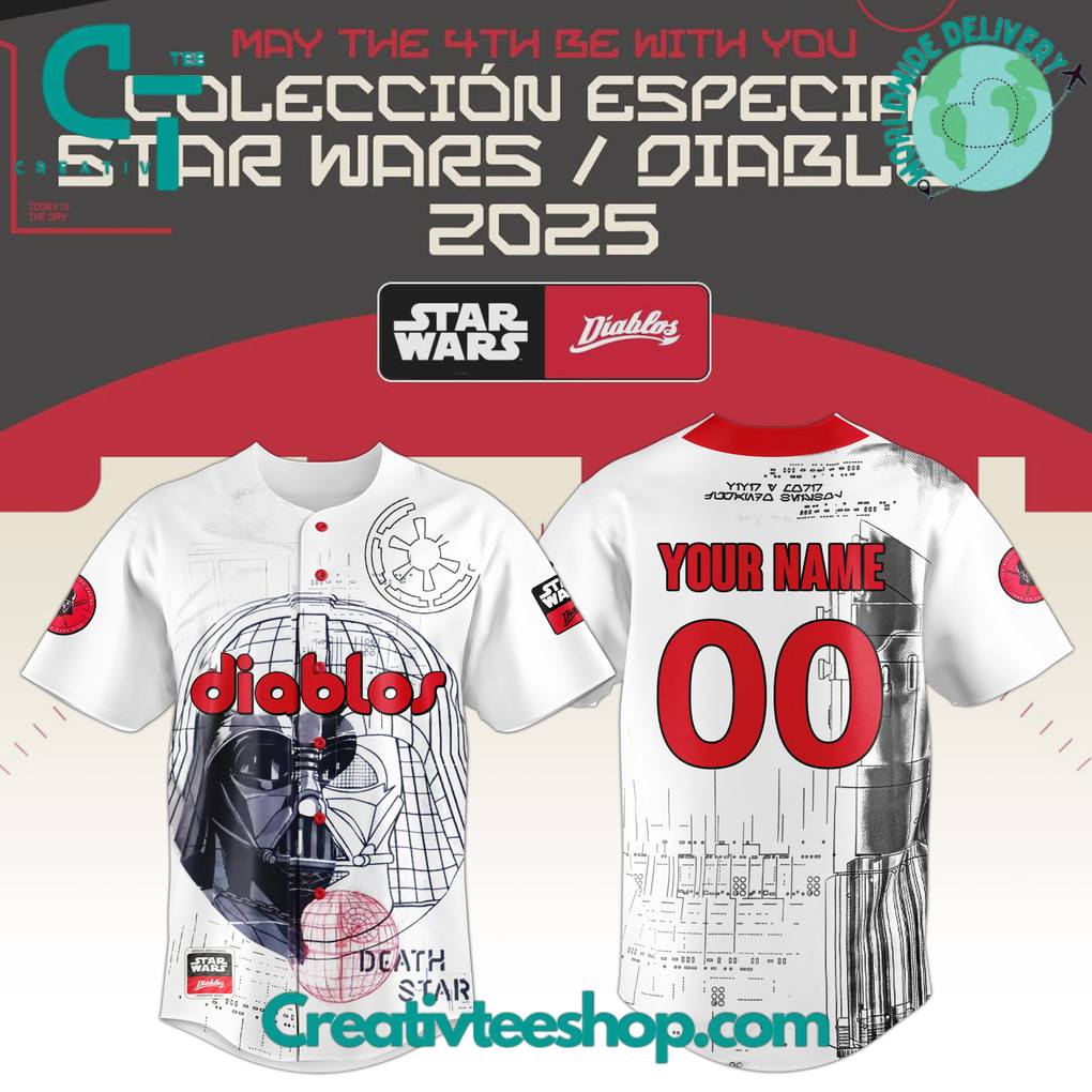 Diablos Rojos del Mexico x Star Wars Night 2025 Special Baseball Jersey
