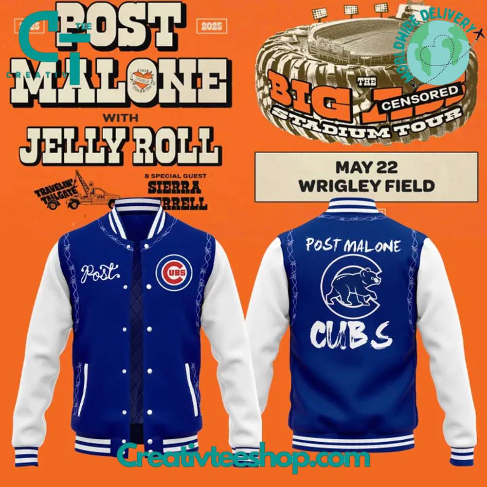 Chicago Cubs x 2025 Post Malone Wrigley Field Concert The Big Ass Stadium Tour Special Baseball Jacket
