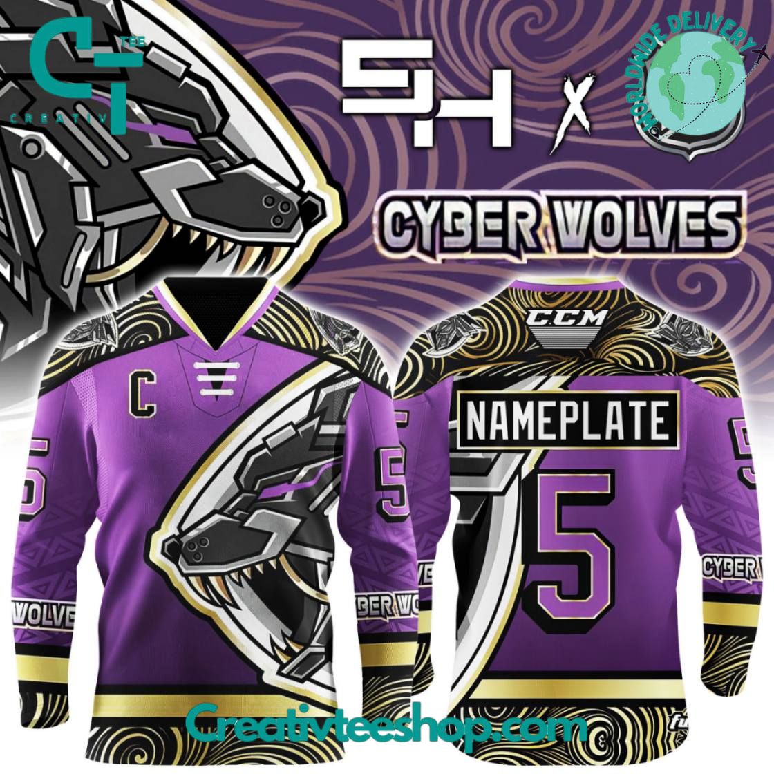 Cyberwolves x NHL Fusion Purple Hockey Jersey