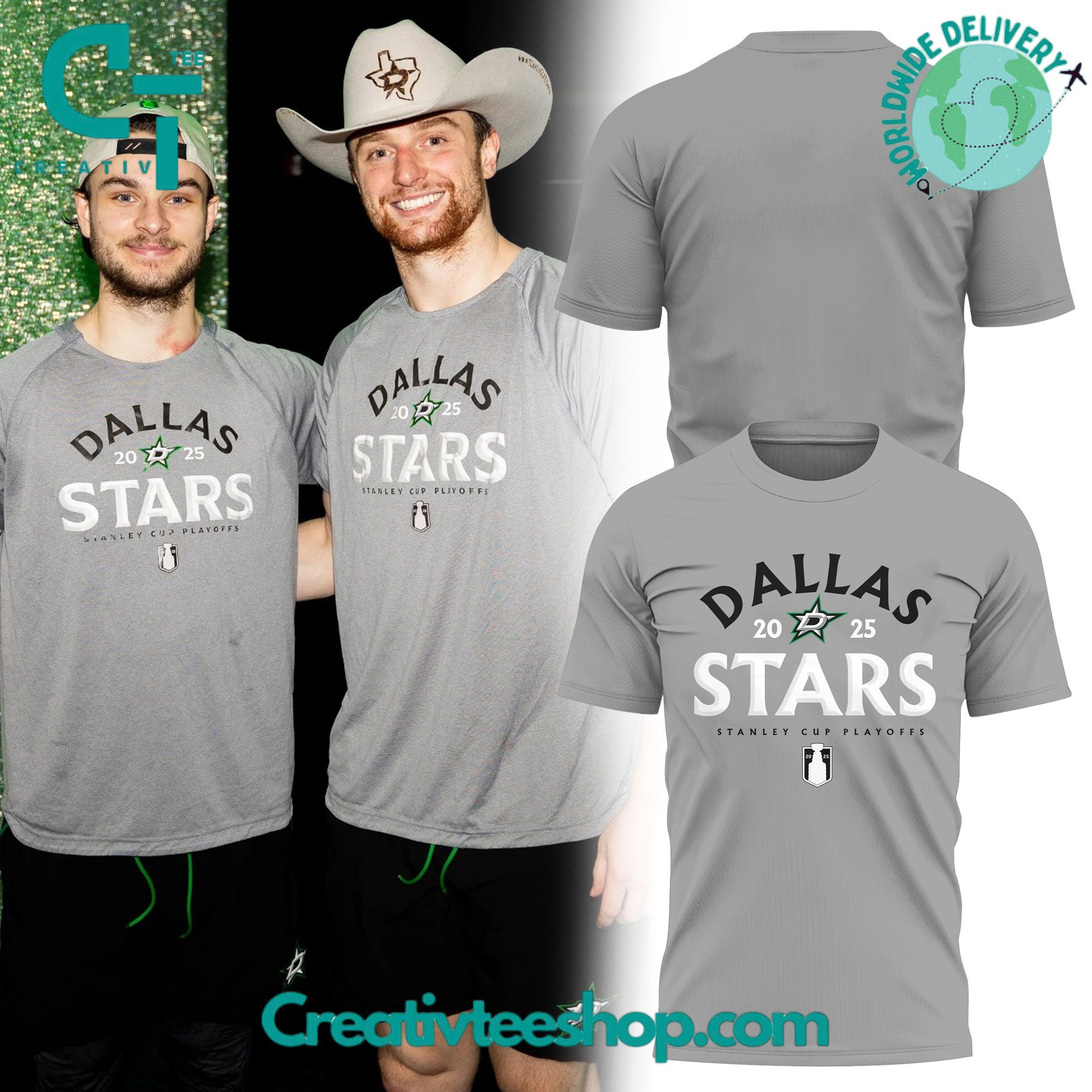 Dallas Stars Stanley Cup Playoffs 2025 Special Grey Tee