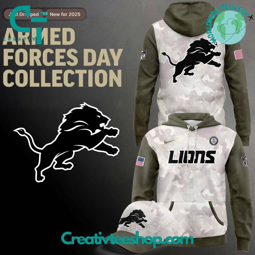 Detroit Lions Armed Forces Day 2025 Special Camo Hoodie