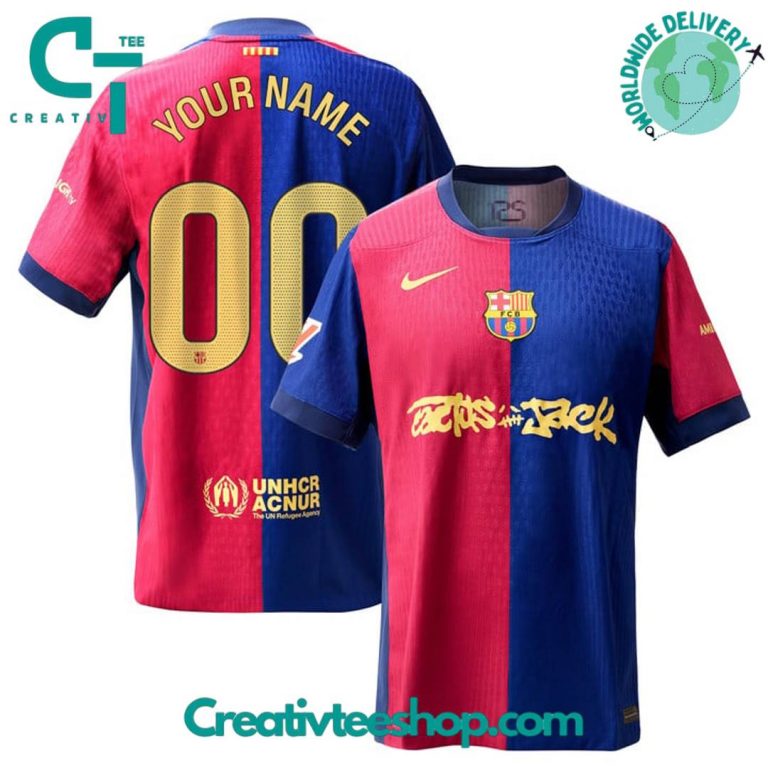 ⚽ FC Barcelona x Travis Scott Cactus Jack Special Edition Jersey: Where Football Meets Streetwear Culture 🔥 ⚽ FC Barcelona x Travis Scott Cactus Jack Special Edition Jersey: Where Football Meets Streetwear Culture 🔥