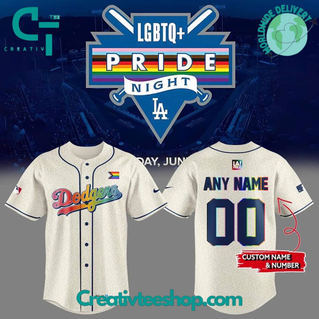 Los Angeles Dodgers Pride Night Personalized Baseball Jersey