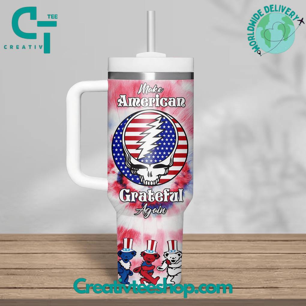 Grateful Dead Happy Independence Day Tumbler 40oz with Handle