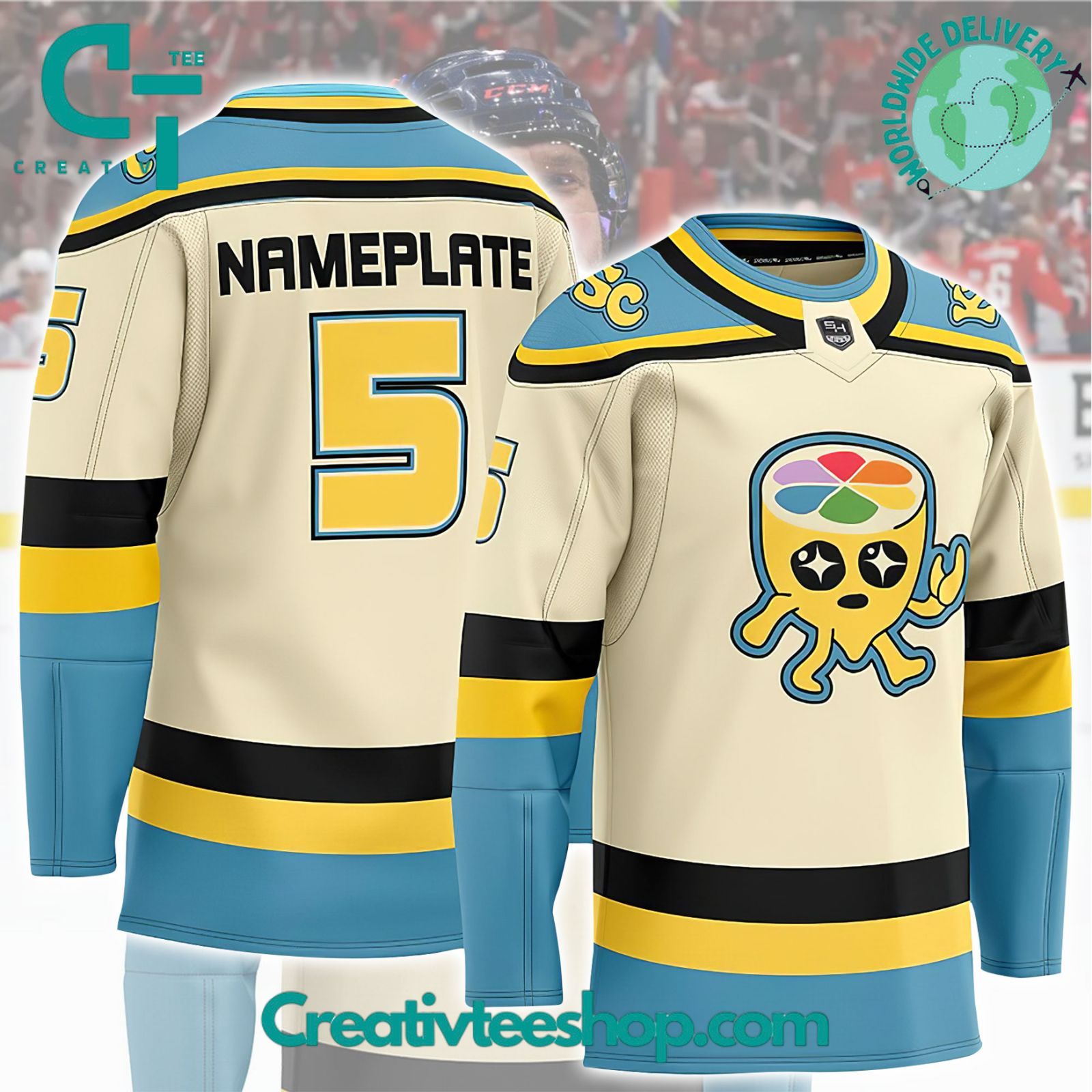 Kendall Street Company Mascot “Lenny the Lemon” Special Hockey Jersey
