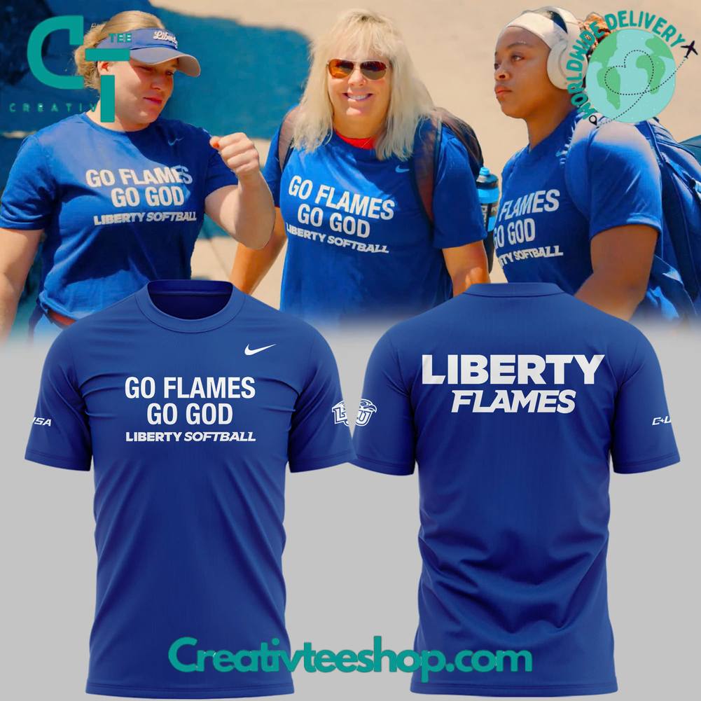 Liberty Flames “Go Flames Go God” Special Blue Tee