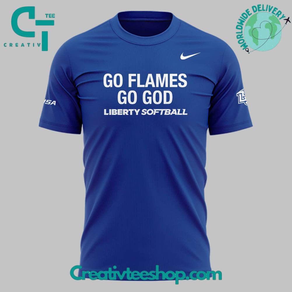 Liberty Flames “Go Flames Go God” Special Blue Tee