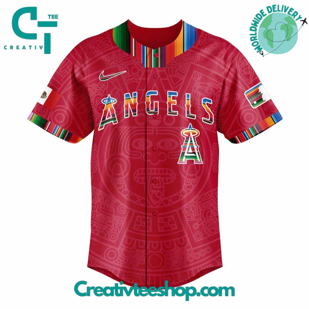 Los Angeles Angels Mexican Heritage Night Special Red Baseball Jersey