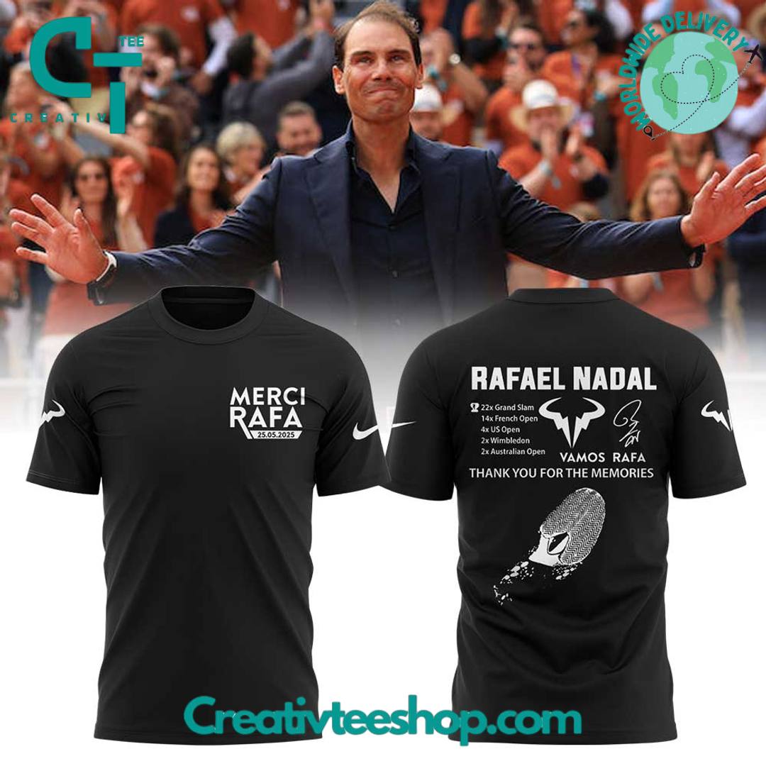 Merci Rafa at Rafael Nadal Roland Garros Tribute Foot Signature Tee