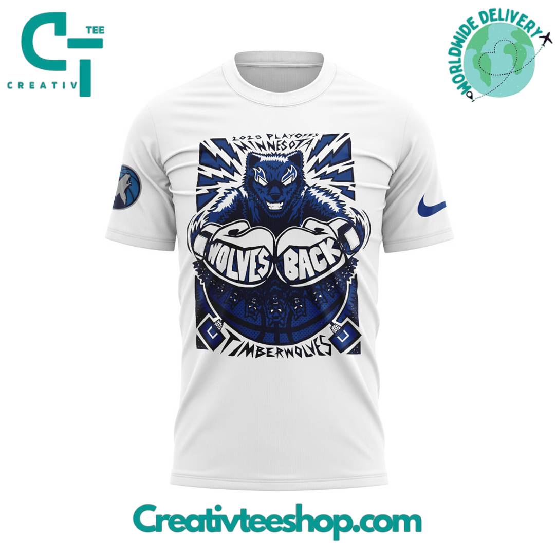 Minnesota Timberwolves 2025 Playoffs Wolves Back Special White Tee