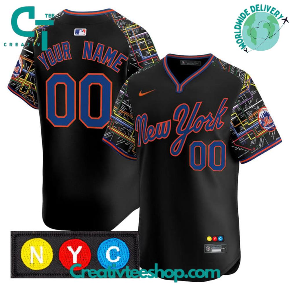 New York Mets Subway Style Personalized Baseball Jersey