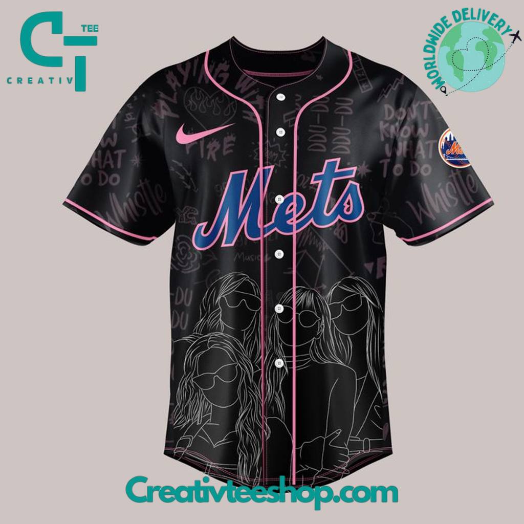 New York Mets x Blackpink 2025 World Tour Special Black Baseball Jersey