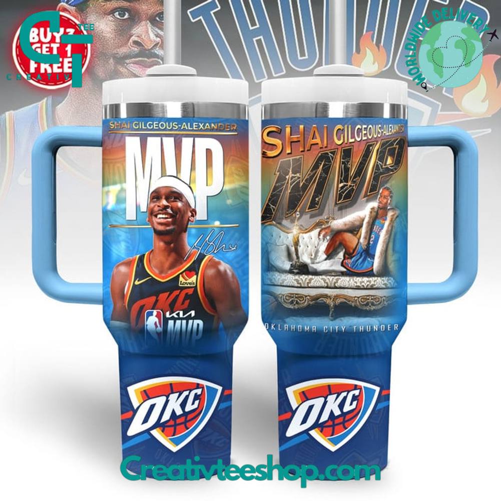 Oklahoma City Thunder Shai Gilgeous-Alexander NBA MVP Tumbler 40oz with Handle