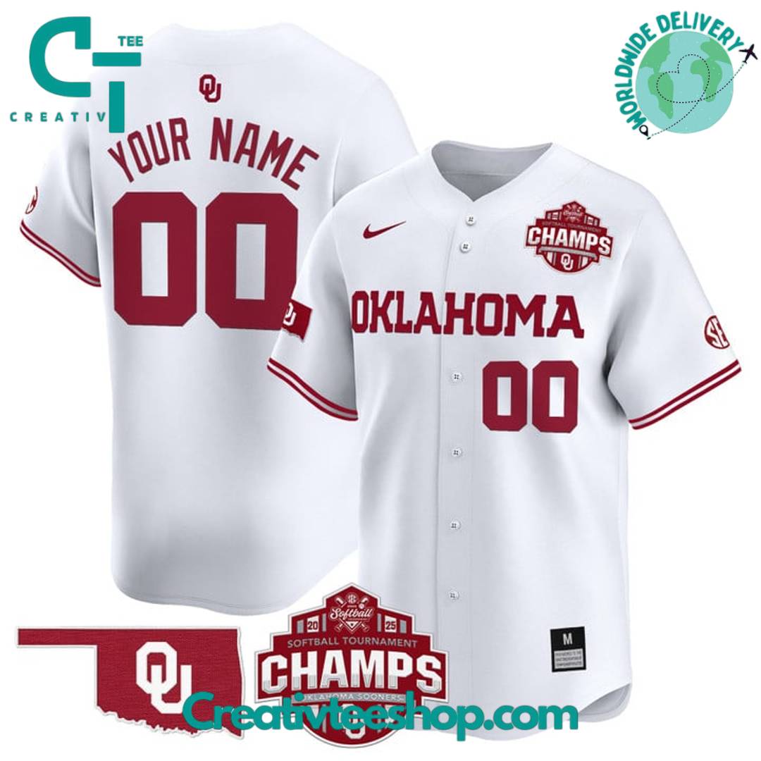 Oklahoma Sooners 2025 SEC Softball Conference Tournament Champions Personalized Baseball Jersey
