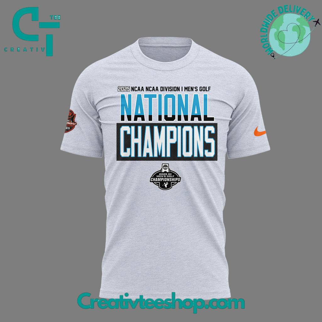 Oklahoma State Cowboys 2025 NCAA Men’s Golf National Champions Grey Tee