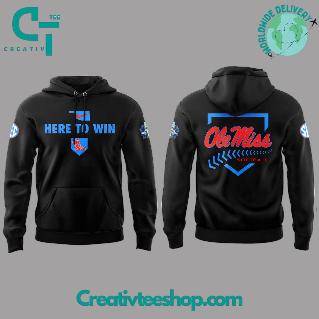 Ole Miss Rebels Softball “Here To Win” Special Black Hoodie
