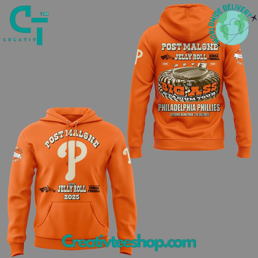 Philadelphia Phillies x Post Malone with Jelly Roll “Big Ass Tour” Special Hoodie