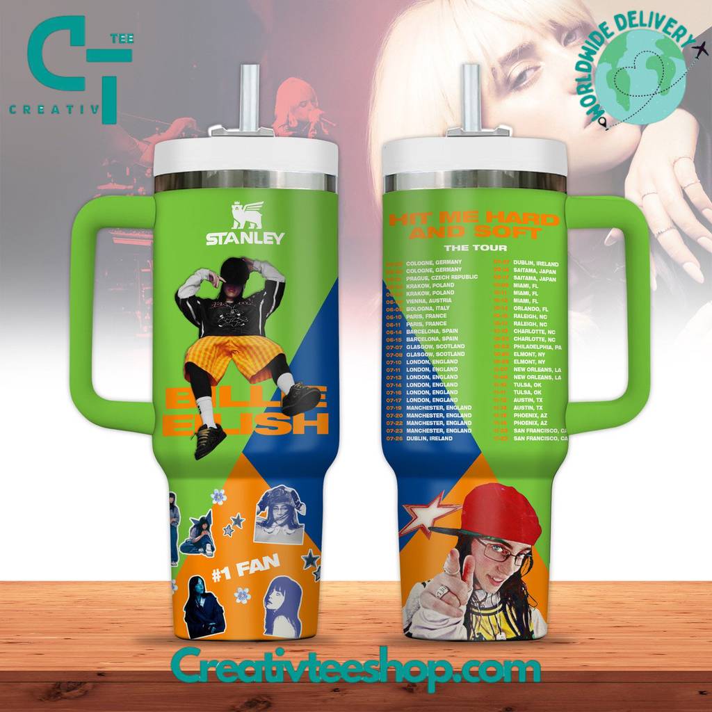Billie Eilish “Hit me hard and soft Tour” Special Tumbler 40oz with Handle