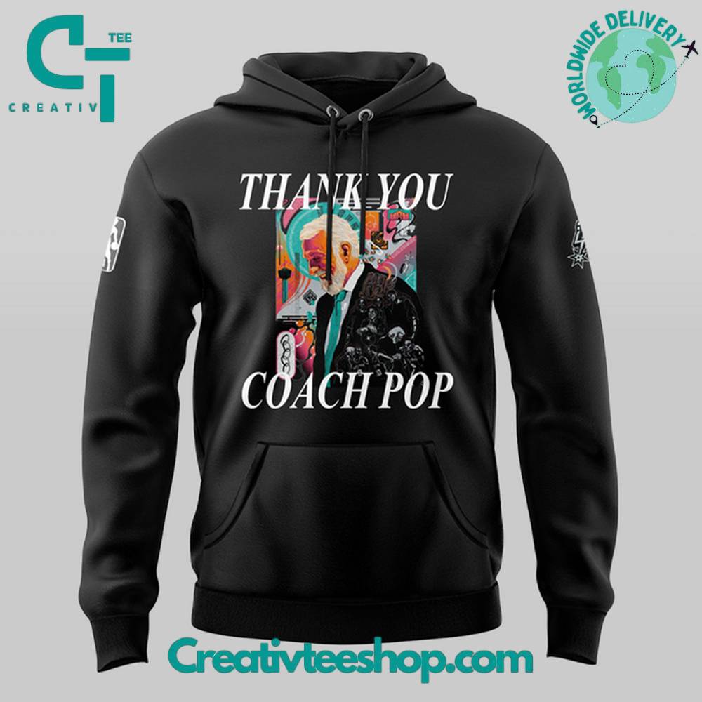 San Antonio Spurs Thank you Coach Gregg Popovich Special Black Hoodie
