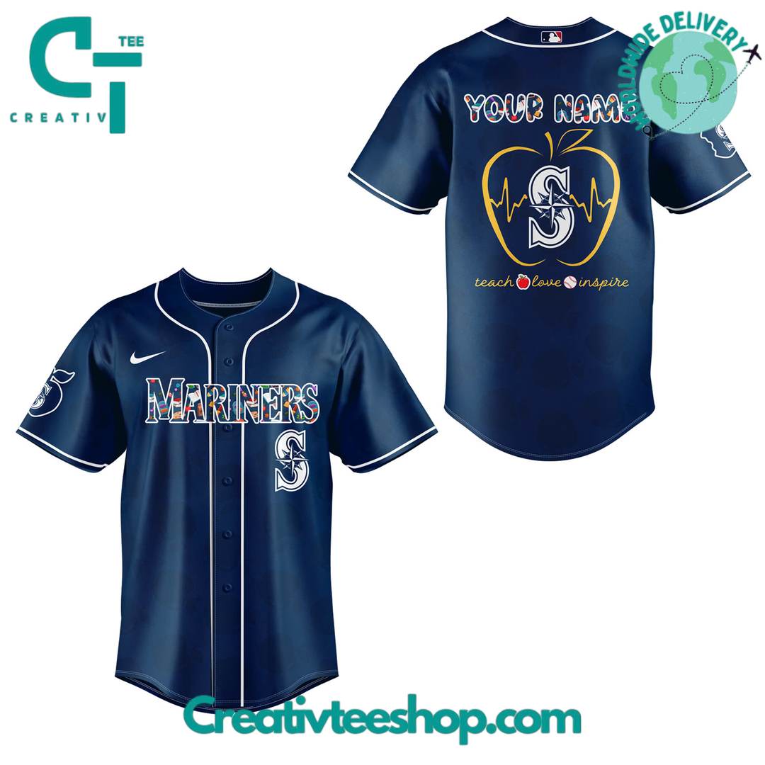 Seattle Mariners x Teacher Appreciation Personalized Baseball Jersey