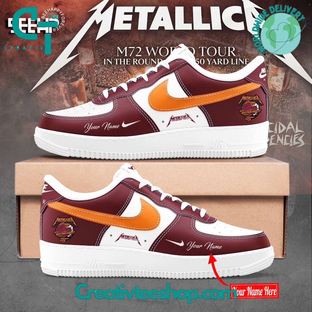 Virginia Tech Hokies x Metallica M-72 World Tour 2025 Personalized Air Force 1 Sneaker