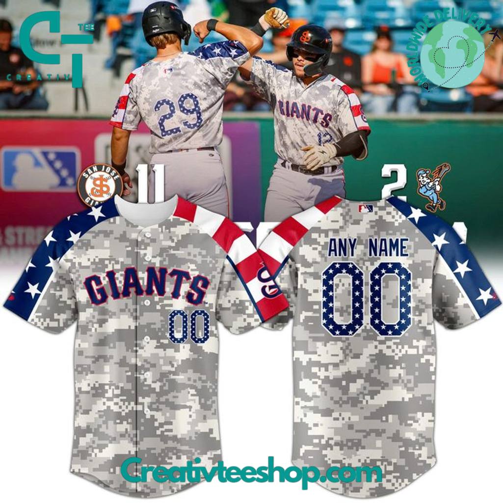 San Jose Giants x Military Appreciation 2025 Personalized Baseball Jersey