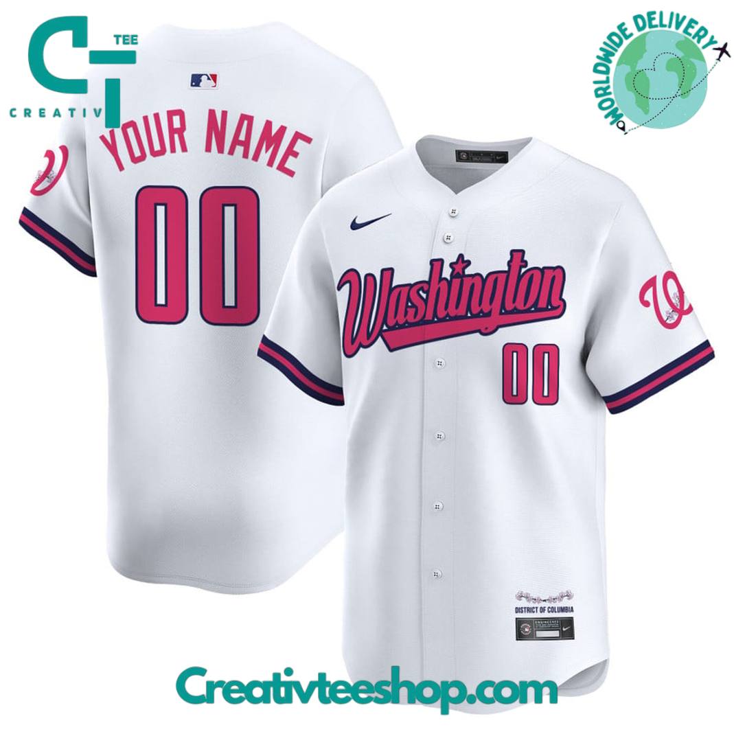 Washington Nationals Cherry Blossom Design Personalized Baseball Jersey