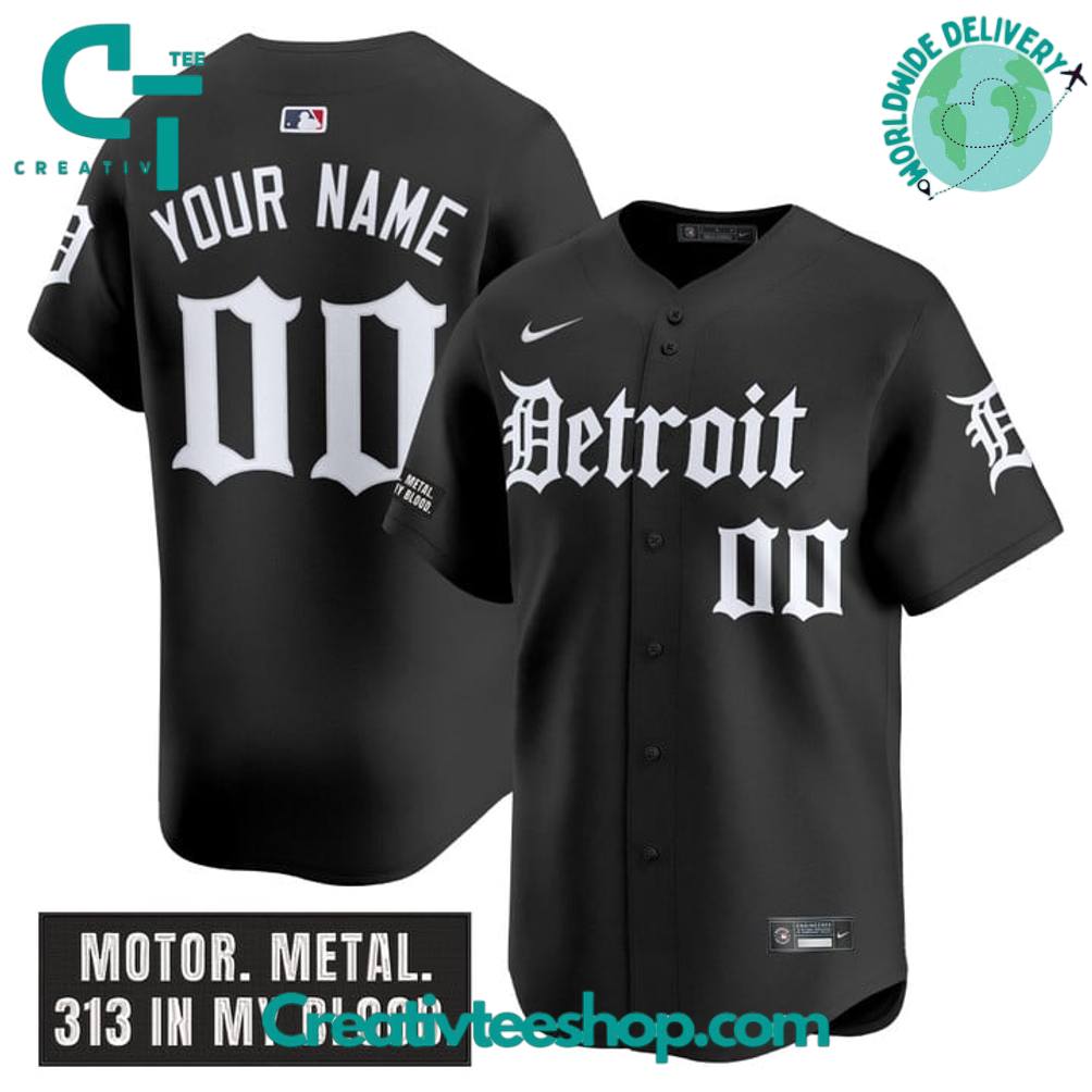 Detroit Tigers Motor Gothic Edition Personalized Baseball Jersey