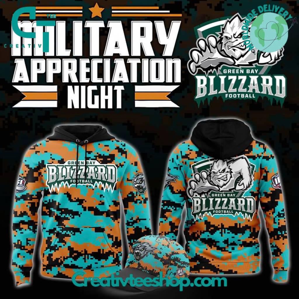 Green Bay Blizzard Military Appreciation Night 2025 Special Hoodie