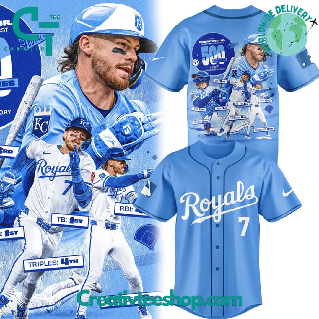 Kansas City Royals Bobby Witt Jr “500 Games” Baseball Jersey