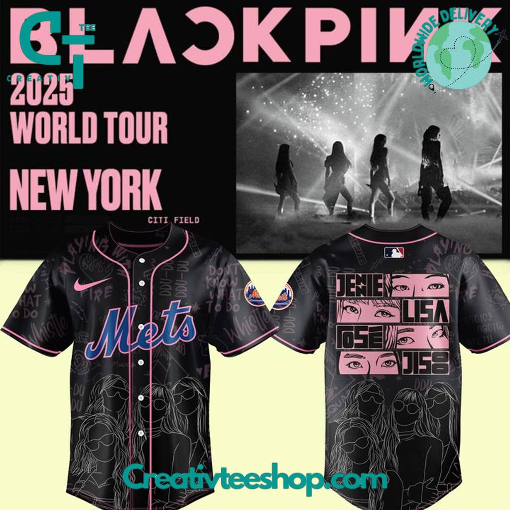 New York Mets x Blackpink 2025 World Tour Special Black Baseball Jersey