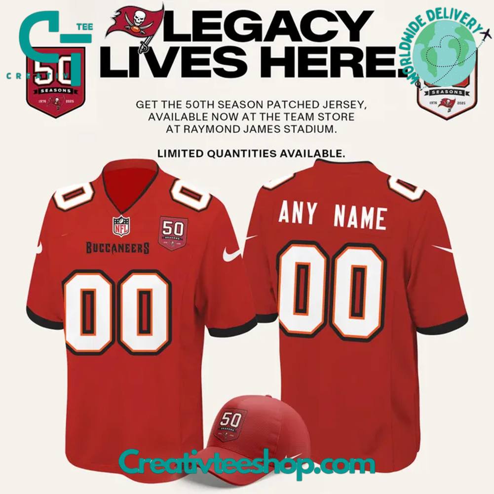Tampa Bay Buccaneers Celebrate the legacy of 50 Seasons Red Football Jersey
