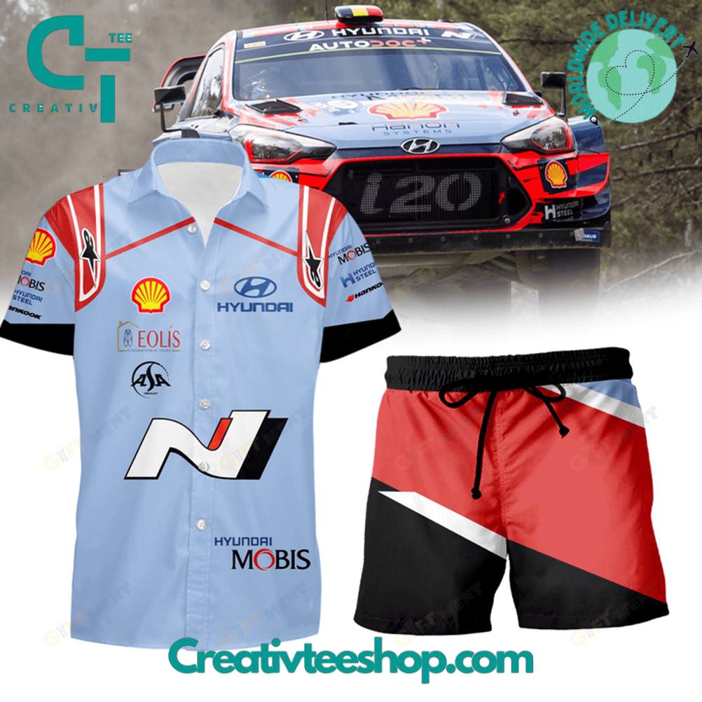 Hyundai Shell Mobis World Rally Team Hawaiian Shirt and Shorts