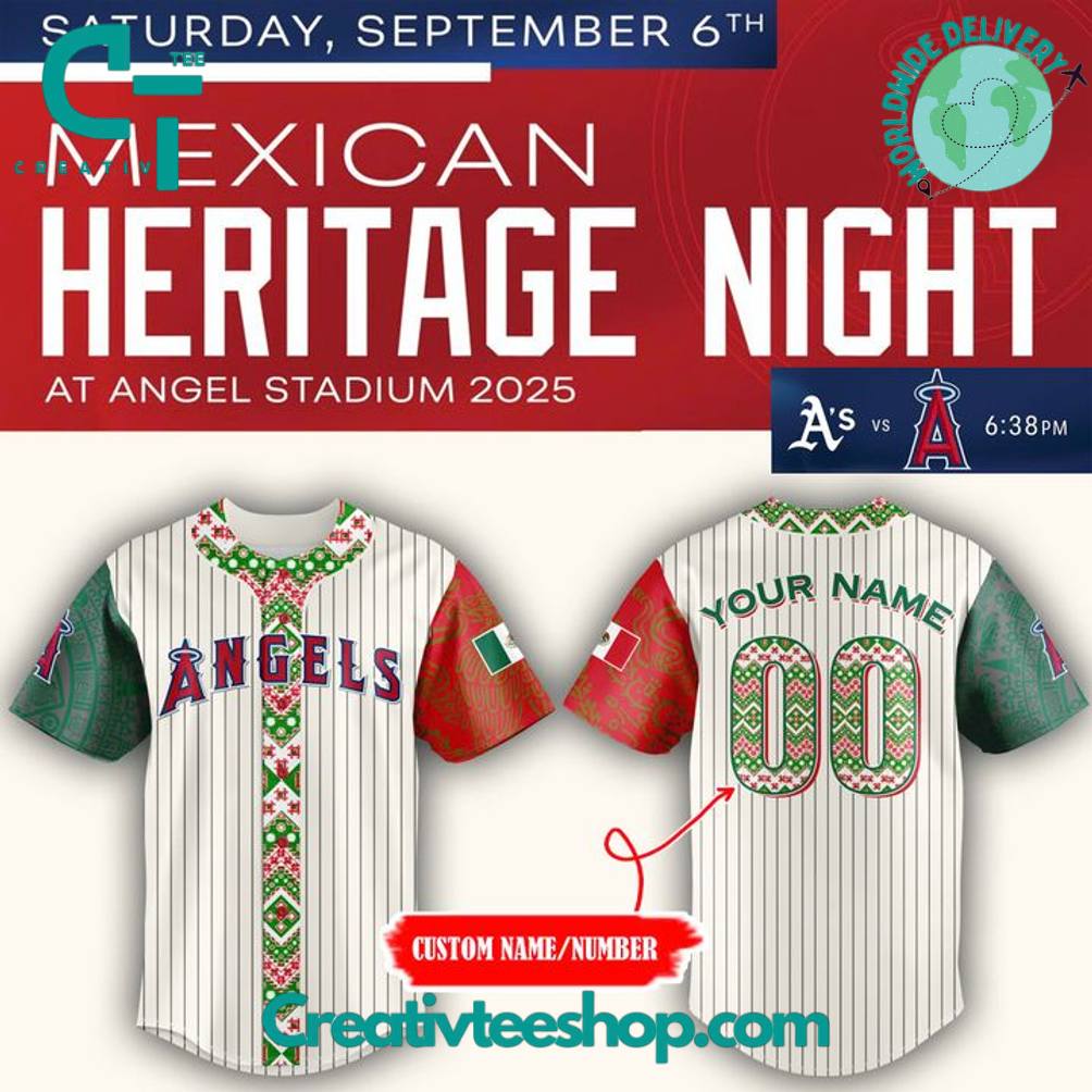Los Angeles Angels Mexican Heritage Night 2025 Personalized Baseball Jersey