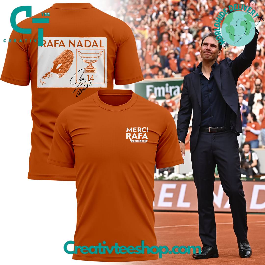 Merci Rafa Rafael Nadal Roland Garros Tribute Signature Orange Shirt