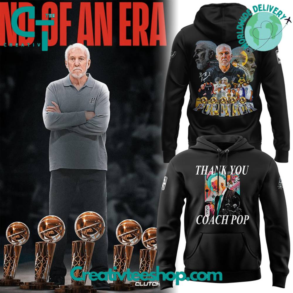 San Antonio Spurs Thank you Coach Gregg Popovich Special Black Hoodie