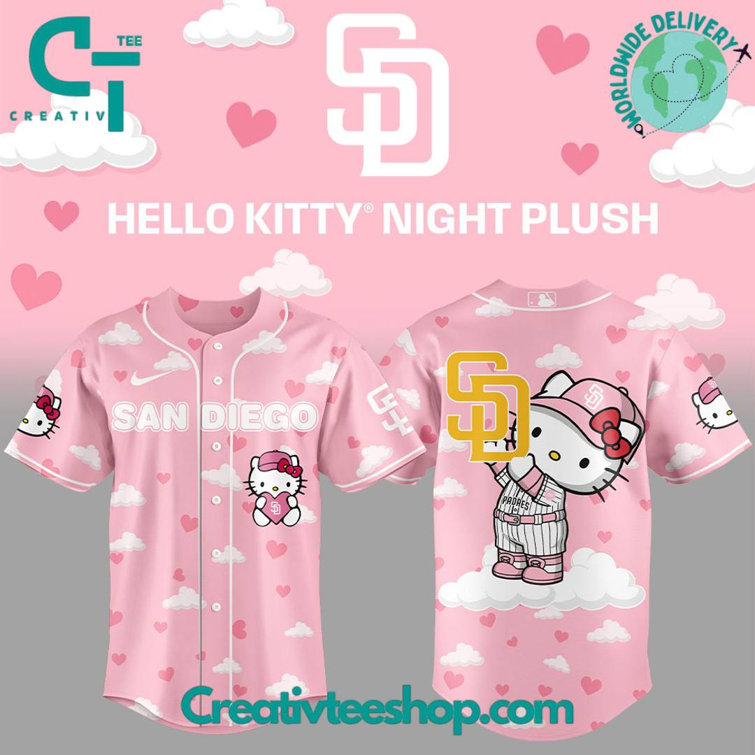 San Diego Padres x Hello Kitty Night Plush Pink Baseball Jersey