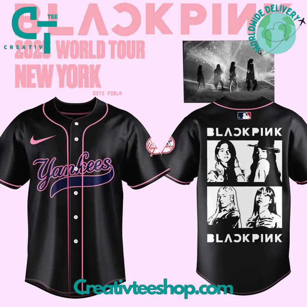 New York Yankees x Blackpink 2025 World Tour Special Black Baseball Jersey