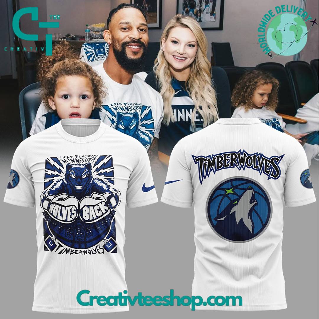 Minnesota Timberwolves 2025 Playoffs Wolves Back Special White Tee