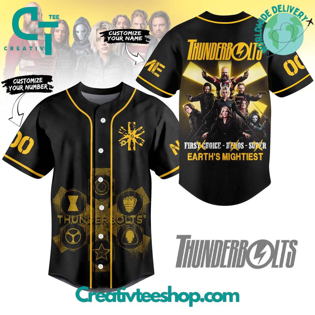 Thunderbolts Earths “Mightiest” Personalized Baseball Jersey