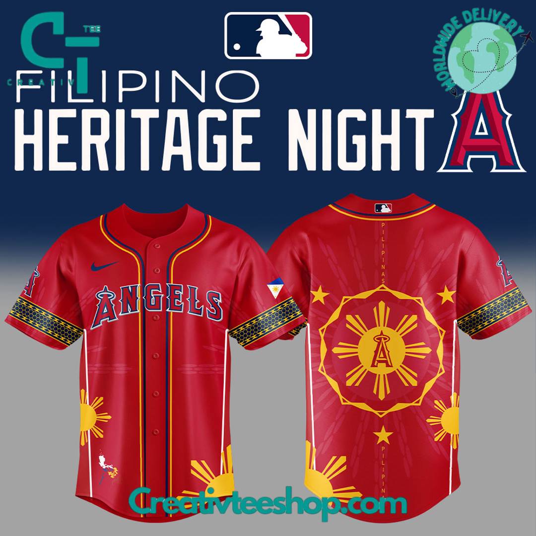 Los Angeles Angels Filipino Heritage Night Special Red Baseball Jersey
