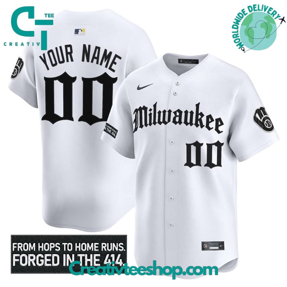 Milwaukee Brewers ‘Gothic 414 Shadows Edition’ Personalized Baseball Jersey