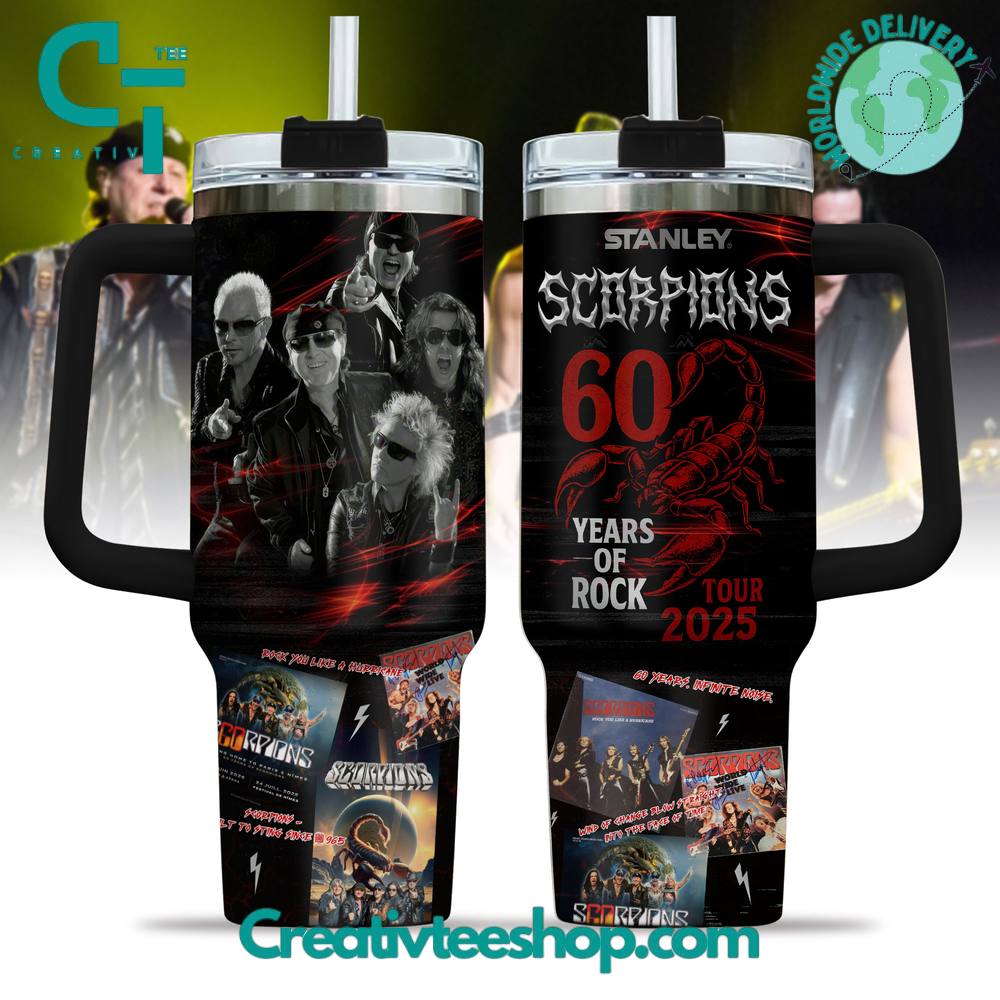 Scorpions 60 Years of Rock Tour 2025 Tumbler 40oz with Handle