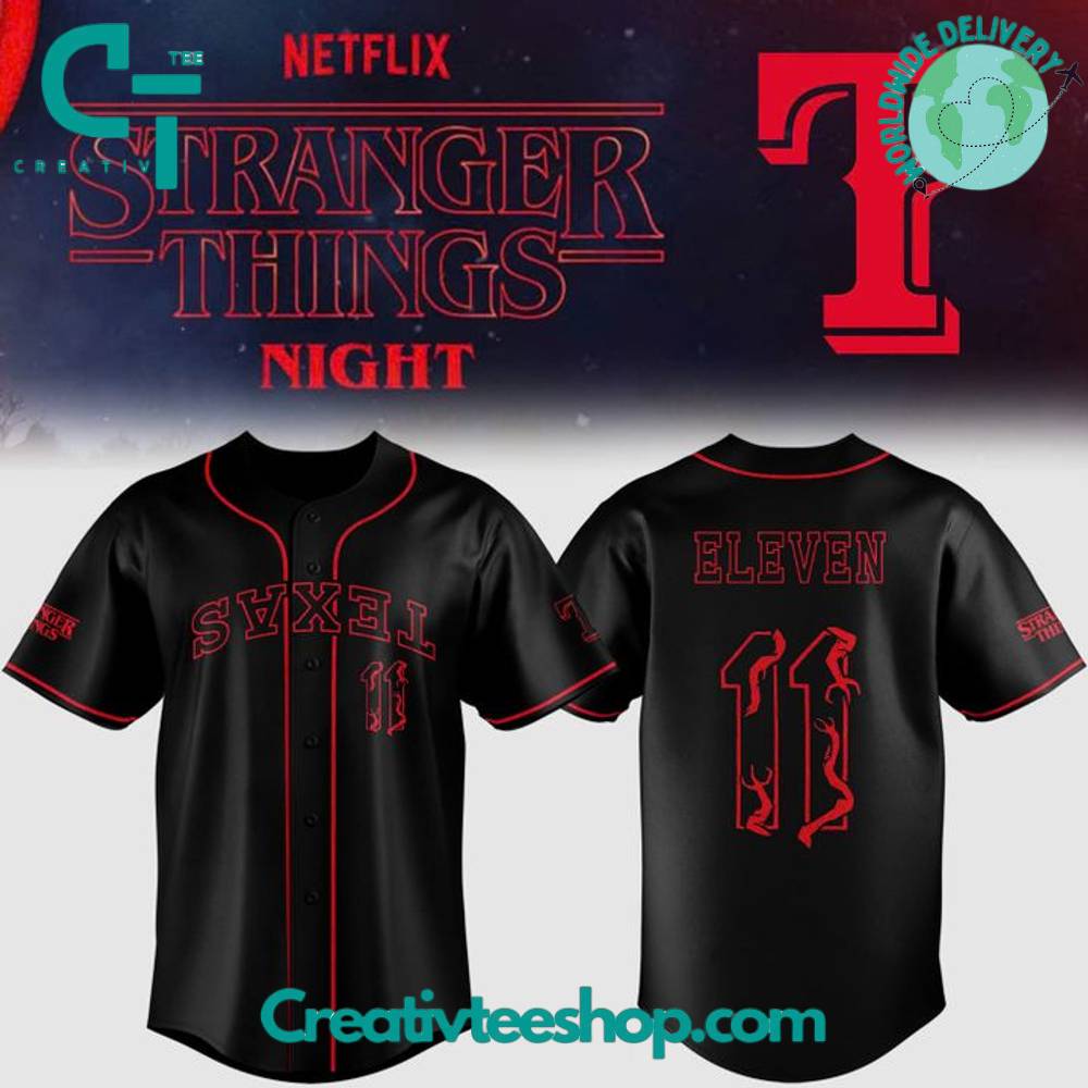 Texas Rangers x Stranger Things Night Limited Edition Baseball Jersey