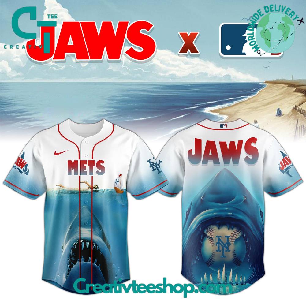 New York Mets x Jaws Movie 50th Anniversary Special Baseball Jersey