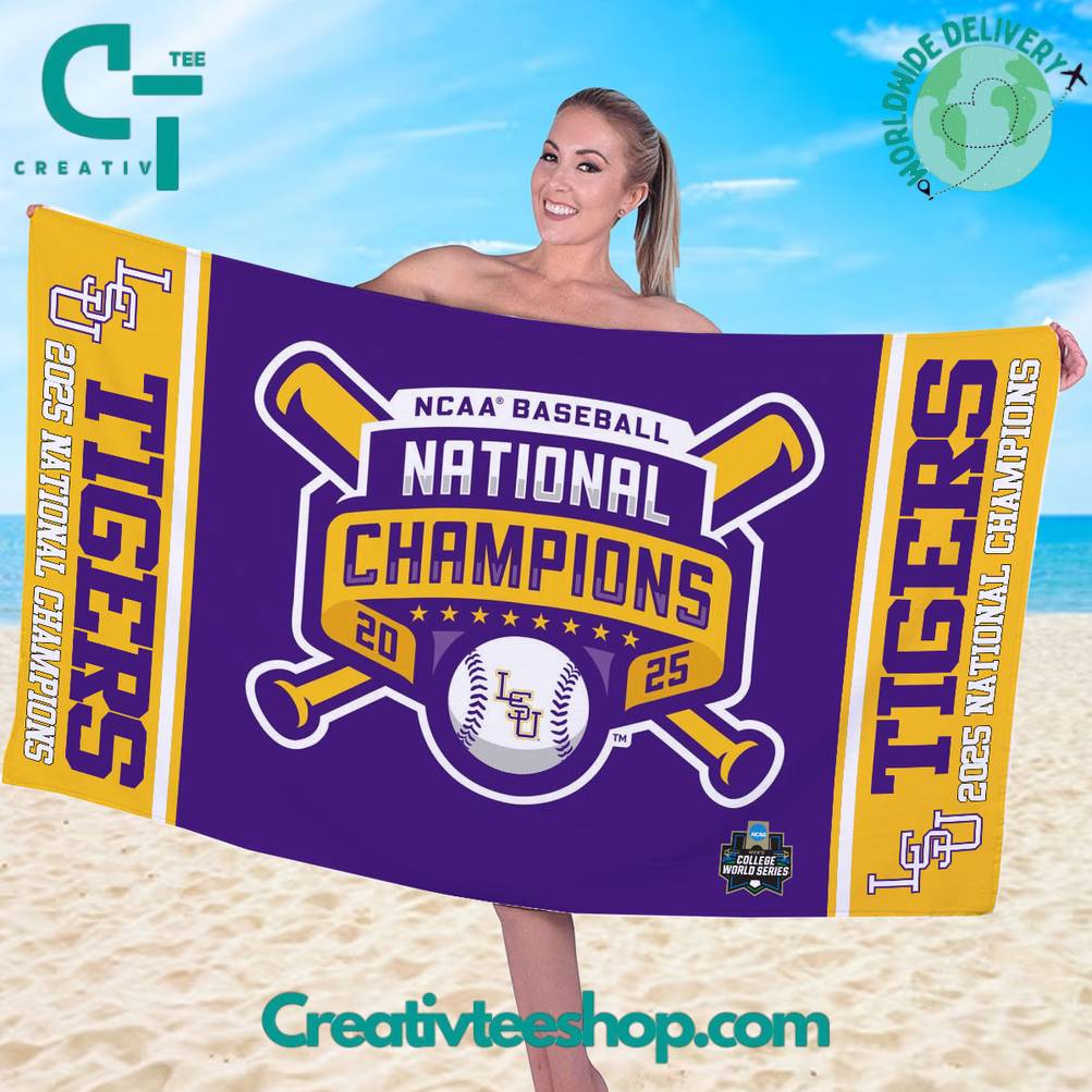 LSU Tigers College National Champions Beach Towel